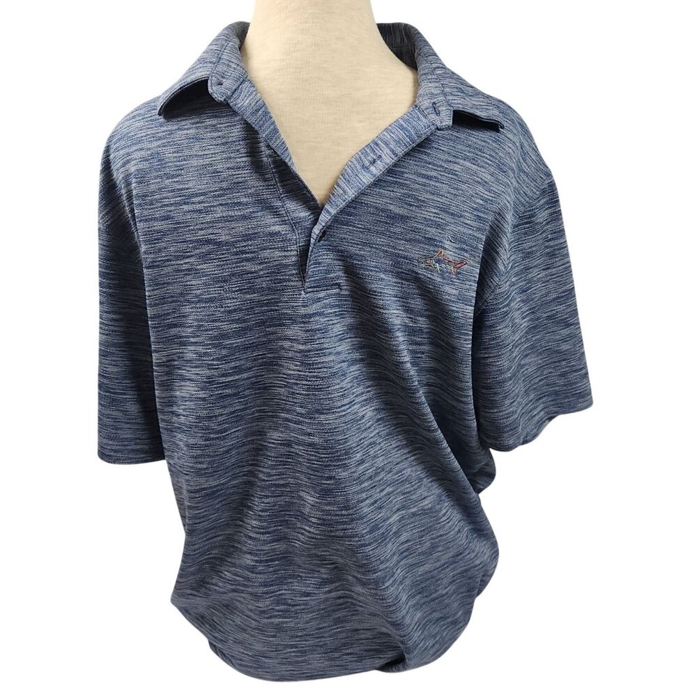 Greg Norman Play Dry Mens Short Sleeve Blue Weave Polo Shirt Size M